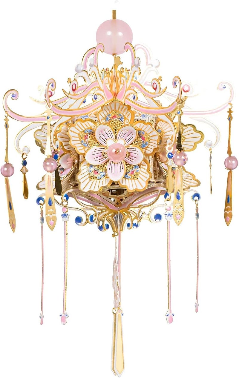 3D Metal Puzzle Model Kits, Stainless Blossom Model for Adult to Build, Chinese Culture Palace Puzzles Jigsaw Miniature Craft Kits Creative Gifts - Image 1